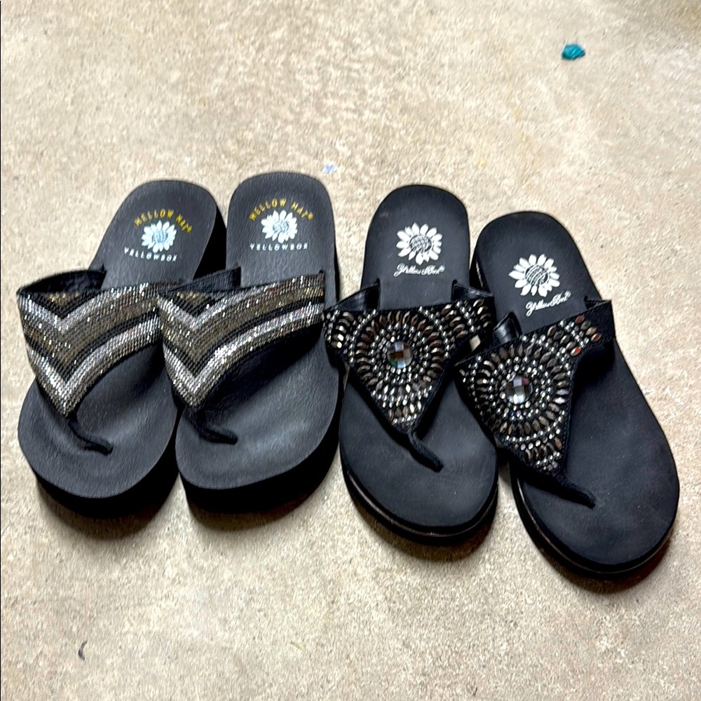 Yellow Box Black Sandals bundle